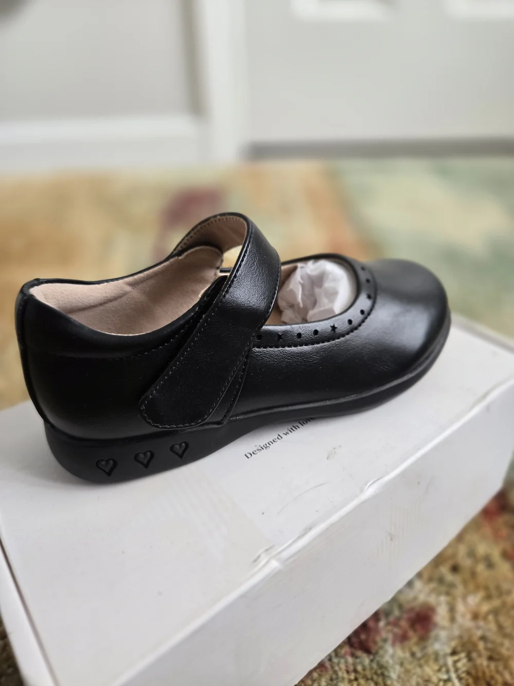 Elle Black Faux-Leather Mary Jane with Strap